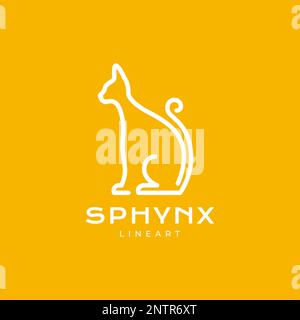 animaux animaux de compagnie chat sphinx seul sit line art moderne minimaliste clean logo design vecteur Illustration de Vecteur