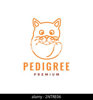 animal chat animaux gros orange ligne longues queues pedigree logo design vector Illustration de Vecteur