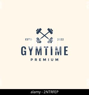 croix barbell gym forme physique corps construction minimaliste logo hipster dessin vecteur icône illustration Illustration de Vecteur