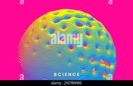 Sphère perforée abstraite. Primitive géométrique art. Cellule ou bactérie endommagée présentant des trous dans la coquille externe. Illustration du vecteur de voxel pour la couverture, pos Illustration de Vecteur