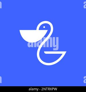 animal oiseau pélican beak lac poisson moderne minimaliste géométrique ligne logo design vecteur icône illustration Illustration de Vecteur