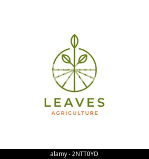 agriculture de champ feuilles de croissance géométrique cercle ligne moderne logo design vecteur icône illustration Illustration de Vecteur