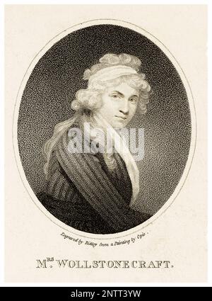 Mary Wollstonecraft (1759-1797), écrivain britannique, philosophe et défenseur des droits des femmes, portrait gravé par Ridley après John Opie, 1796 Banque D'Images