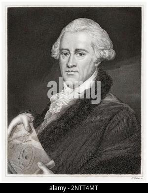 Sir William Herschel (1738-1822), astronome et compositeur britannique d'origine allemande, gravure de portraits par Hermann Hirsch Pinhas, 1805-1844 Banque D'Images