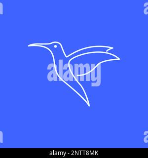 animal oiseau volant beauté colibri long beak minimaliste ligne art logo design vecteur icône illustration Illustration de Vecteur