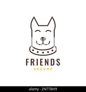 animaux animaux domestiques chien visage collier sécurité police mascotte sourire minimaliste moderne logo design vecteur Illustration de Vecteur