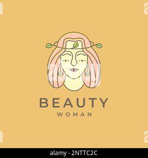 beauté féminine visage grec femmes antique minimaliste logo design vecteur Illustration de Vecteur