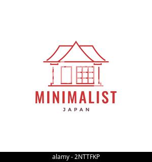 accueil culture bois minimal village japonais simple minimal logo design vecteur Illustration de Vecteur