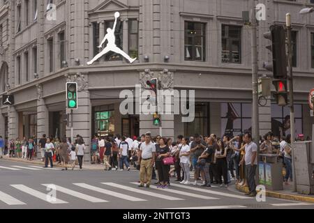 Air Jordan signe sur le magasin à Shanghai, Chine Banque D'Images