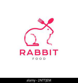 animaux de compagnie lapin lièvre cuillère fourchette fourchette géométrique ligne moderne simple minimal logo design vecteur Illustration de Vecteur