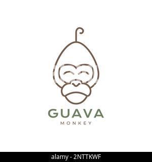 mascotte guava singe ligne d'arachide minimal logo design vecteur Illustration de Vecteur