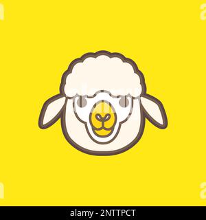animal bétail bétail brebis tête viande mascotte autocollant dessin animé moderne logo design vecteur Illustration de Vecteur