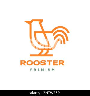 volaille animale poulet rôti de poulet viande crowing ligne gras moderne propre logo design vecteur Illustration de Vecteur
