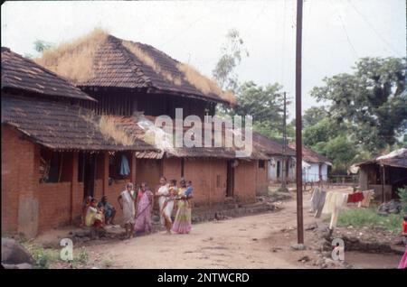 Maisons de village rurales à Maharashtra, Inde. Banque D'Images