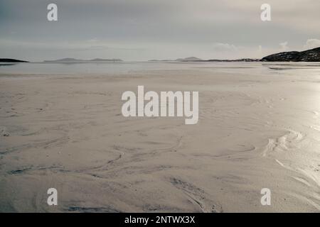 Plage de Traigh Mhor sur Barra dans les Hébrides extérieures écossaises. Le service est le seul service de plage régulier dans le monde. Banque D'Images