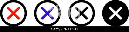 Ensemble d'icônes de marque de croix. Icônes interdites et restreintes. Vecteur modifiable. Illustration de Vecteur