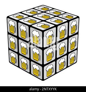 Le puzzle complexe est résolu avec succès Illustration de Vecteur