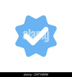 Icône de coche bleue. Symbole de coche isolée, panneau de liste de contrôle, badge d'approbation. Illustration de Vecteur