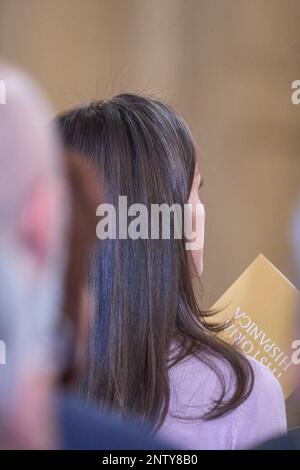 Madrid, Madrid, Espagne. 28th févr. 2023. La reine Letizia d'Espagne assiste à la présentation du 'Portail numérique d'Histoire hispanique' au Palais Royal sur 28 février 2023 à Madrid, Espagne (Credit image: © Jack Abuin/ZUMA Press Wire) USAGE ÉDITORIAL SEULEMENT! Non destiné À un usage commercial ! Banque D'Images
