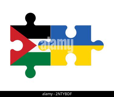 Puzzle connecté des drapeaux de la Palestine et de l'Ukraine, vecteur Illustration de Vecteur