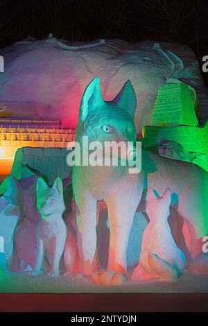 Sapporo Snow Festival, snow sculpture,Parc Odori, Sapporo, Hokkaido, Japan Banque D'Images