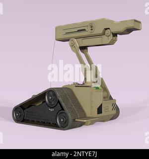 3D-illustration d'un lance-missiles futuriste sur un camion scifi Banque D'Images