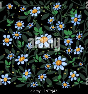 Fleurs aux feuilles, bouquets floraux. Illustration de Vecteur