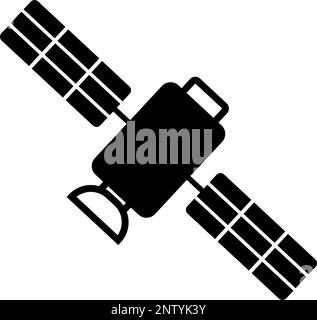 Icône de silhouette satellite d'espace. Satellite artificiel. Vecteur modifiable. Illustration de Vecteur