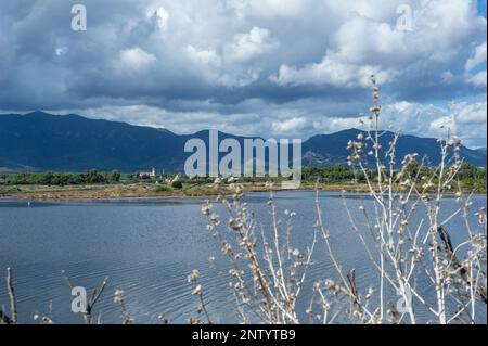 La réserve naturelle de la Laguna di Nora, Sardaigne, Italie Banque D'Images