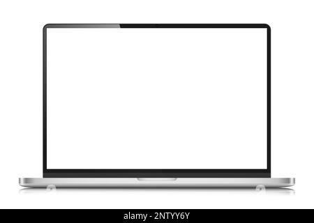 Realistic laptop mockup with a white screen. A modern laptop with a blank screen. Illustration de Vecteur