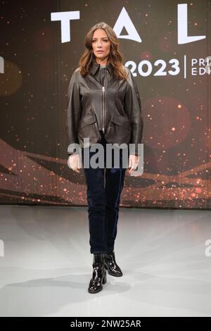 Madrid, Espagne. 28th févr. 2023. María Hervás participe à la séance photo de la remise des Prix Thalía à Madrid. Crédit : SOPA Images Limited/Alamy Live News Banque D'Images