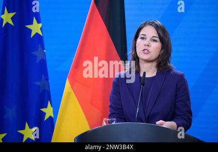 Berlin, Allemagne. 28th févr. 2023. La ministre allemande des Affaires étrangères, Annalena Baerbock, se préoccupe du projet de loi sur la peine de mort en Israël. Credit: Bernd von Jutrczenka/dpa/Alamy Live News Banque D'Images