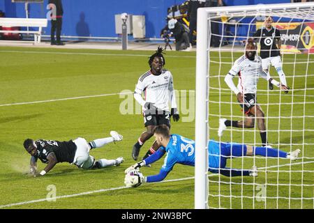 Frisco, États-Unis. 25th févr. 2023. Samedi 25 février 2023: Le gardien de but du FC Dallas, Maarten Paes, arrête le ballon pendant l'action dans la seconde moitié au stade Toyota à Frisco, Texas./Eyepix crédit du groupe: SIPA USA/Alay Live News Banque D'Images