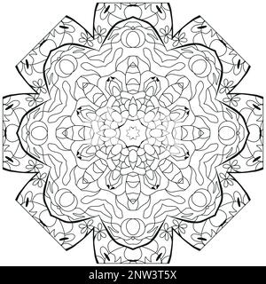 Hand drawn zentangle ornement circulaire pour colorier. Illustration de Vecteur