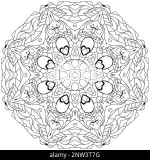Hand drawn zentangle ornement circulaire pour colorier. Illustration de Vecteur