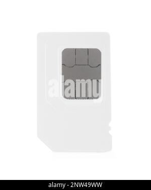 Mini carte SIM moderne isolée sur blanc Banque D'Images