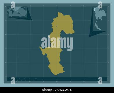 Mae Hong son, province de Thaïlande. Forme de couleur unie. Cartes d'emplacement auxiliaire d'angle Banque D'Images