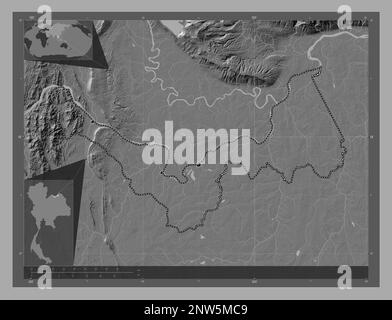 Nong Khai, province de Thaïlande. Carte d'altitude à deux niveaux avec lacs et rivières. Lieux des principales villes de la région. Cartes d'emplacement auxiliaire d'angle Banque D'Images