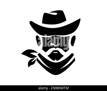 Cowboy tendance avec moustache Silhouette Illustration de Vecteur