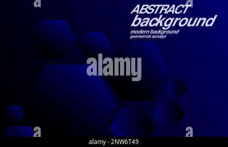 Arrière-plan abstrait bleu foncé avec forme hexagonale et décoration memphis pour bannière, papier peint, bannière de vente, affiche, arrière-plan abstrait bleu marine Illustration de Vecteur