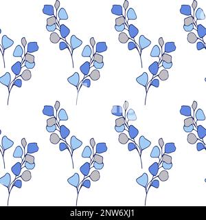 Motif fleuri sans couture fleurs bleues sur fond blanc Illustration de Vecteur