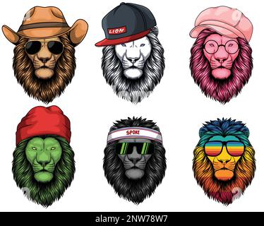 Collection de jeux de mode Lion pour votre entreprise ou votre marque Illustration de Vecteur