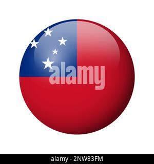 Drapeau des Samoa - badge cercle brillant. Icône vecteur. Illustration de Vecteur