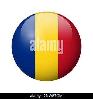 Drapeau de Roumanie - badge cercle brillant. Icône vecteur. Illustration de Vecteur