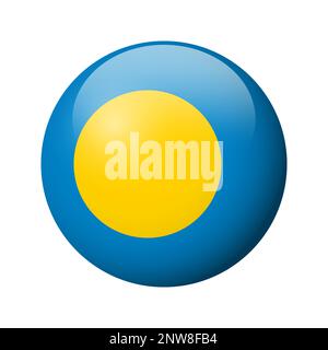 Drapeau Palau - badge cercle brillant. Icône vecteur. Illustration de Vecteur
