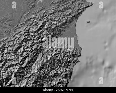 Yilan, comté de Taïwan. Carte d'altitude à deux niveaux avec lacs et rivières Banque D'Images