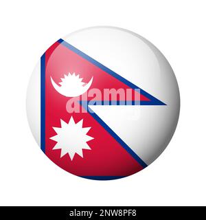 Drapeau népalais - badge cercle brillant. Icône vecteur. Illustration de Vecteur