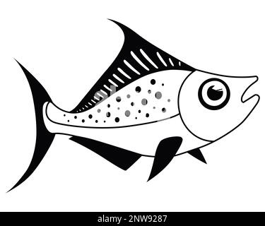 icône de poisson de mer noir. les habitants de l'océan. illustration vectorielle plate. Illustration de Vecteur