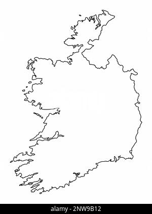 Carte de contour de l'Irlande isolée sur fond blanc Illustration de Vecteur