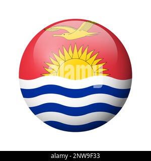 Drapeau Kiribati - badge cercle brillant. Icône vecteur. Illustration de Vecteur